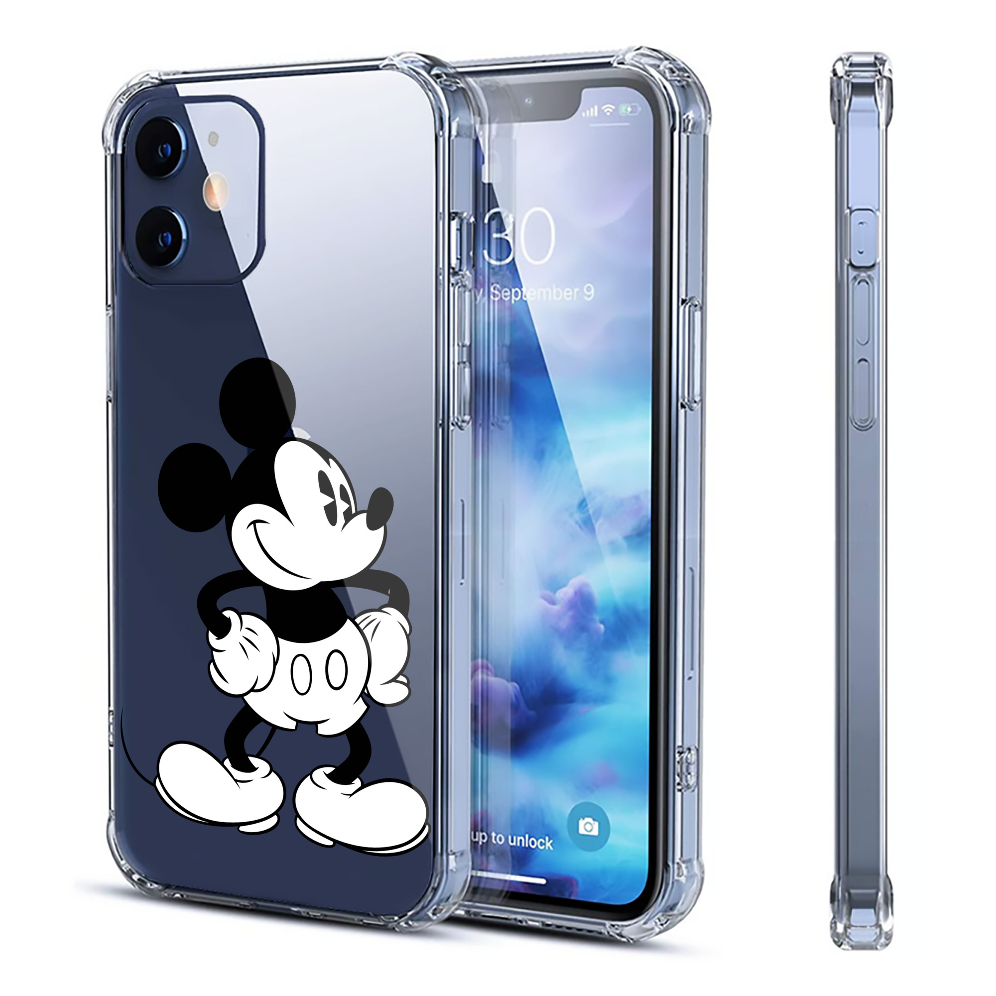 （画像用） ミッキーマウス Mickey Mouse 【iPhone 12シリーズ対応】透明スマホケース（クリアソフトケース）